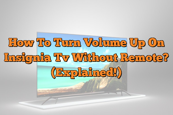 How To Turn Volume Up On Insignia Tv Without Remote? (Explained!)